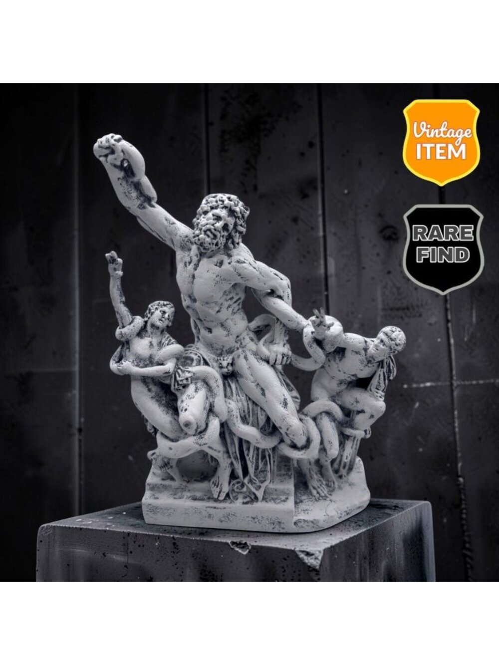 Vintage Laocoon Greek Style Sculpture, White Color SHEVL. Museum Quality Sculpt.